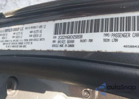 2012 Dodge Challenger Sxt z USA, uszkodzony, nr VIN 2C3CDYAG0CH258938